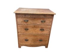 A small early 20th century oak chest with slide, width 77cm, depth 49cm, height 87cm