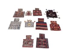 Ten salt bags, largest 46 x 55cm