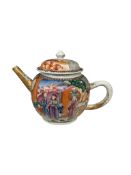 A Chinese mandarin pattern teapot, Qianlong period, height 13cm.