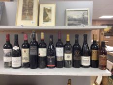 A mixed lot of nineteen bottles of wine, twelve labels from France, Italy, Spain, Portugal, Chile