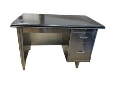An industrial style steel kneehole desk, width 122cm, depth 77cm, height 77cm