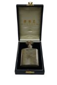 An Elizabeth II silver hip flask and funnel by Garrard & Co, London, 1993, 95mm, in original