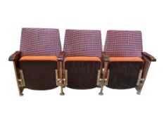 A row of three cinema seats, width 168cm, depth 39cm, height 85cm