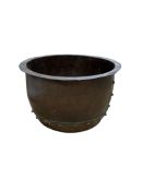 A small Victorian riveted copper copper, banded rivet detail to the lower body; height 24cm,