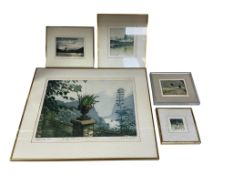 Mary Fenoughty (20th. C), five etchings with aquatint to include ‘Sunset’ and ‘Canal View’, each