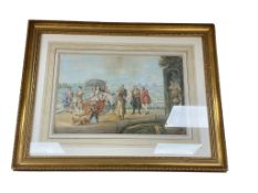 After Antonio Bencini, figures in a palace setting, unsigned, watercolour, 32 x 50cm