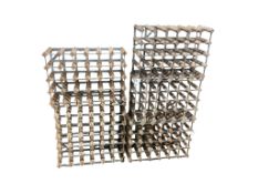 Five wine racks, largest width 62cm, depth 23cm, height 62cm
