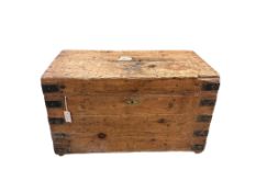 A Victorian iron bound pine trunk, width 92cm, depth 48cm, height 53cm