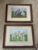 Attributed to Sidney Nolan (Australian, 1917-1992), ‘Footballers’, unsigned, a pair of gouaches,