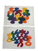 Sora Mitsuaki (b.1933), abstract forms, signed in pencil, limited edition of 100, two woodblock