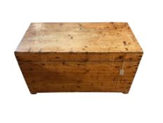 A Victorian pine trunk, width 108cm, depth 55cm, height 58cm