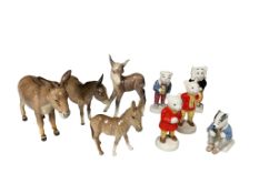 Five Beswick Rupert and his Friends models, and four Beswick animal figures, largest 18cm wide