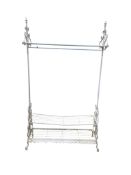 A reproduction painted metal coat and shoe rack, width 110cm, depth 45cm, height 184cm