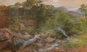 George Haydock Dodgson, study of a north Wales stream with an angler, signed and dated ‘72,