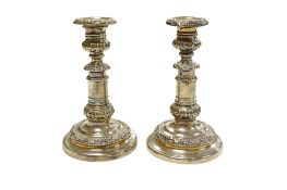 A pair of George IV silver telescopic candlesticks, by Thomas Watson & Co, Sheffield, 1824, with