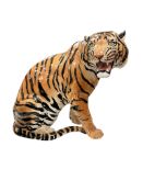 A large mid century Italian ceramic model of a seated tiger, height 52cm.