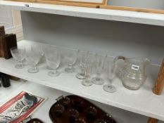 Four late 18th/ early 19th century ale glasses, six cut glass goblets and a similar jug. (11)