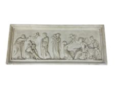 A rectangular plaster relief plaque, after Bertel Thorvaldsen, depicting the 