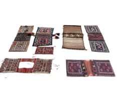 Seven Caucasian saddle bags, largest 106 x 54cm