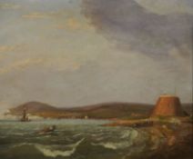 19th century, English school, view of Eastbourne coastline, unsigned, oil on canvas, 62 x 75cm