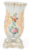 A Napoleon III period Paris porcelain vase, mid-19th century,the waisted body painted with floral