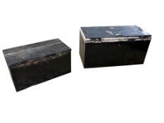 Two Victorian tin trunks, largest width 100cm, depth 50cm, height 52cm