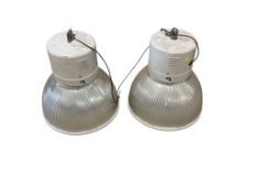 A pair of industrial lights, diameter 49cm, height 55cm