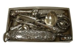 A quantity of assorted mainly 19th century silver flatware, including an early Victorian silver