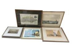A group of seven prints to include an etching by William Lionel Wylie, lithograph by Edward Wesson
