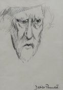 Juliet Pannett (1911-2005), portrait of Augustus Edwin John, signed, charcoal, 38 x 27cm