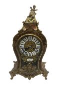 19th century French gilt metal mounted Boulle mantle clock, the enamelled tablet dial marked