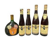 Five bottles German wine, comprising: one 1990 Saulecker Schlußberg Optima Auslese, Franken,