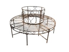 A painted metal tree seat in eight bolt together sections, diameter 163cm, height 90cm