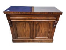 A Victorian mahogany chiffonier, width 122cm, depth 49cm, height 98cm