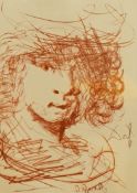 After Salvador Dali, ‘Rembrandt’, signed in the plate, etching, COA verso, 25 x 19cm