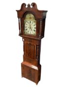 An early Victorian mahogany eight day longcase clock the painted dial marked Thomas, Aberdare,