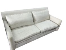 A Duresta three piece lounge suite upholstered in natural colour fabric, sofa length 220cm, width
