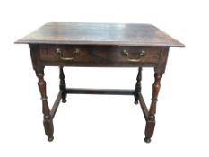 A Queen Anne oak side table, width 86cm, depth 62cm, height 73cm