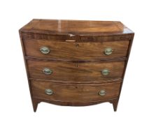 A small Regency mahogany bowfront chest of drawers, width 91cm, depth 48cm, height 90cm