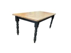 A Victorian style part painted rectangular pine kitchen table, width 183cm, depth 90cm, height 78cm