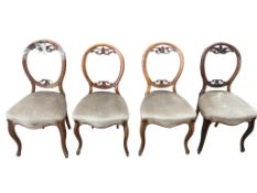 A set of ten Victorian mahogany balloon back dining chairs, (a/f) width 46cm, depth 43cm, height 89c