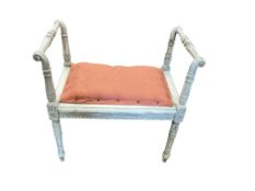 A white painted French window seat, width 65cm, depth 40cm, height 65cm
