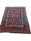 A Hamadan blue ground rug, 189 x 135cm