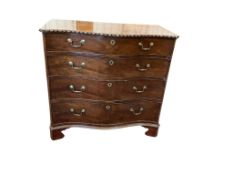 A George III style mahogany serpentine chest of drawers, width 95cm, depth 49cm, height 90cm