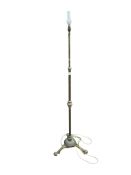 An Edwardian brass telescopic standard lamp, height 137cm