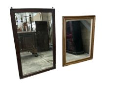 A Victorian rectangular mahogany overmantel mirror and a giltwood and gesso overmantel, larger width