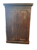 A Victorian burr walnut double wardrobe, width 155cm, depth 66cm, height 215cm
