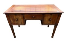 A Victorian and later mahogany kneehole dressing table, width 112cm, depth 57cm, height 76cm