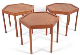 Hans C. Andersen (Danish, 20th century) for Artex: A set of three stacking hexagonal teak