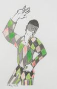 Geoffrey Key (b. 1941) 'Harlequin with Hand Raised'